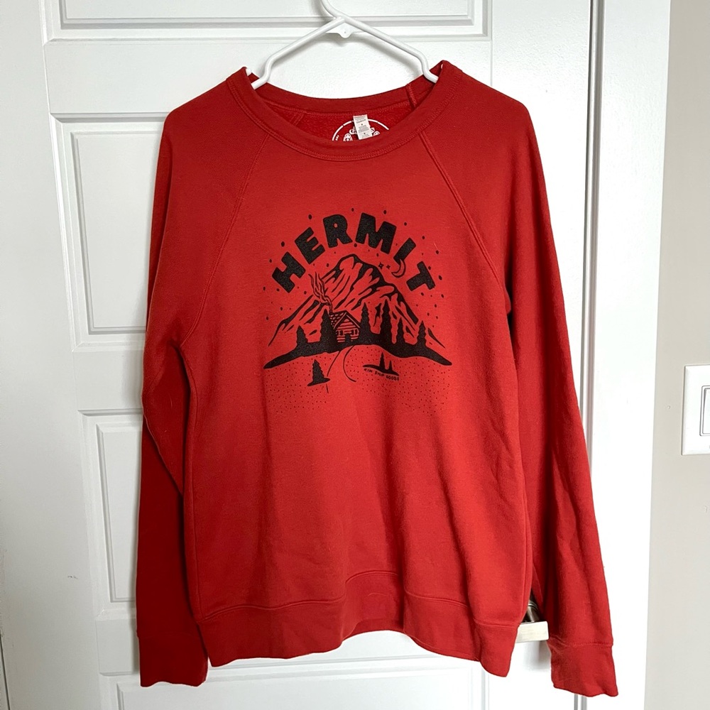 Hermit Sweatshirt - Kinship Goods - Red Orange - Size Medium